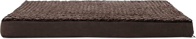 Furhaven Orthopedic Dog Bed for Large Dogs w/ Removable Washable Cover, For Dogs Up to 95 lbs - Ultra Plush Faux Fur & Suede Mattress - Chocolate, Jumbo/XL