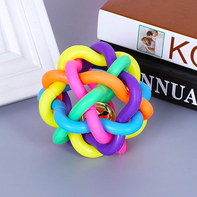 Wiggle Ball Dog Toy 6 Sizes, Pet Toys Colorful Interactive Balls with Bell