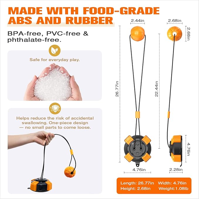 Upgraded Powerful Suction Cup Dog Toy - Interactive Tug of War Toy for Aggressive Chewers Durable Puppy Molar Chew Toy with Teeth CleaningDog Enrichment Toys for Boredom & Anxiety Relief (Orange-D)