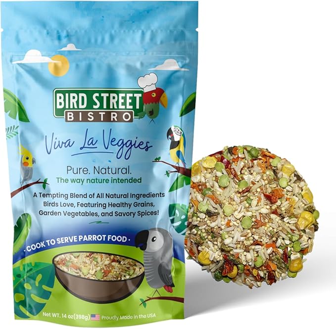 Bird Street Bistro Parrot Food Sample 4 Pack - Parakeet Food - Cockatiel Food - Bird Food - Cooks in 3-15 min w/Natural Grains - Healthy, Non-GMO Fruits, Healthy Oriented Spices