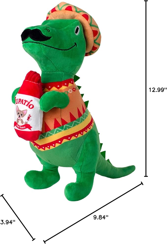 Fringe Studio Fiesta Saurus Plush Dog Toy, Pet Shop Collection (314338)