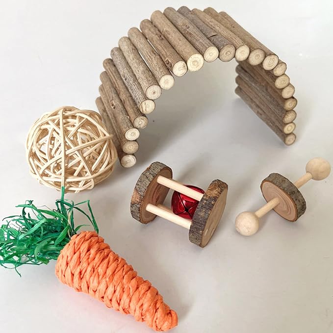 8PCS Hamster Swing Bridge Toy Parrot Cage Hanging Grinding Toy Birdcage Accessories Small Animal Entertainment Toy