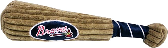 MLB Atlanta Braves Baseball Bat Toy for DOGS & CATS. Soft Corduroy Plush Dog Toy with Inner SQUEAKER, MLB Chew Toys for Dogs or Cats. Durable Fun Interactive Dog Toy with Team Names and Logo
