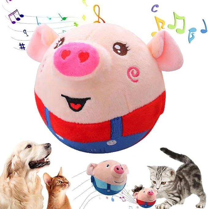 Interactive Dog Toys - Active Moving Pet Plush Toy Ball Washable Cartoon Electronic Bounce Toy Active Rolling Ball for Dog, Cats(C)
