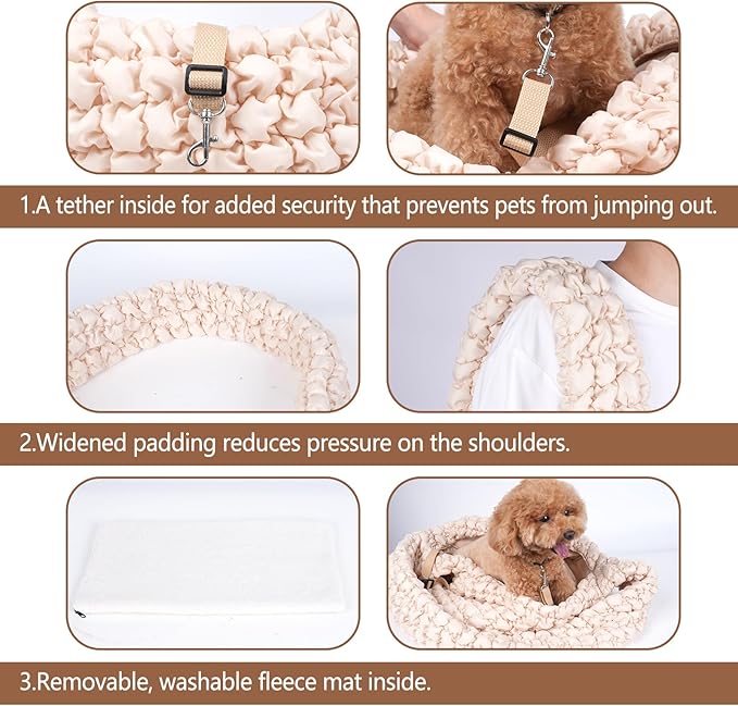Small Pet Carrier Sling, Hands-Free Carrier for Dogs and Cats with Safety Leash