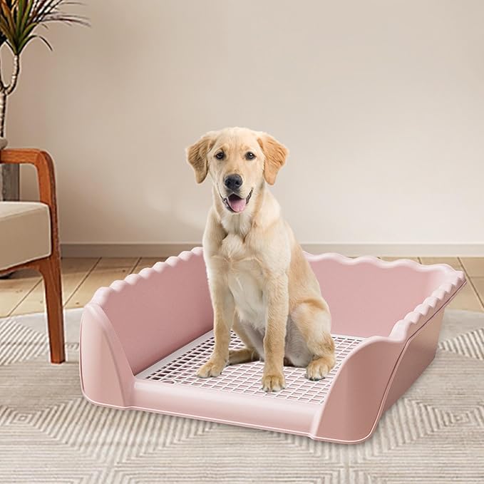 Dog Toilet Potty Trainer Pet Litter Pan with Post Training Tray for Puppy Rabbit Pets Indoor Outdoor Use 20.08 x 17.72 x 5.91 Inch-
