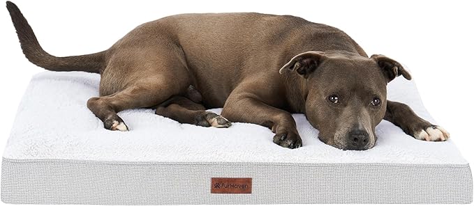 Furhaven Cooling Gel Dog Bed – Classic Cushion with Plush Tufted Top, Supportive Foam Mattress, Removable Washable Cover, Joint Relief - Gray, Large