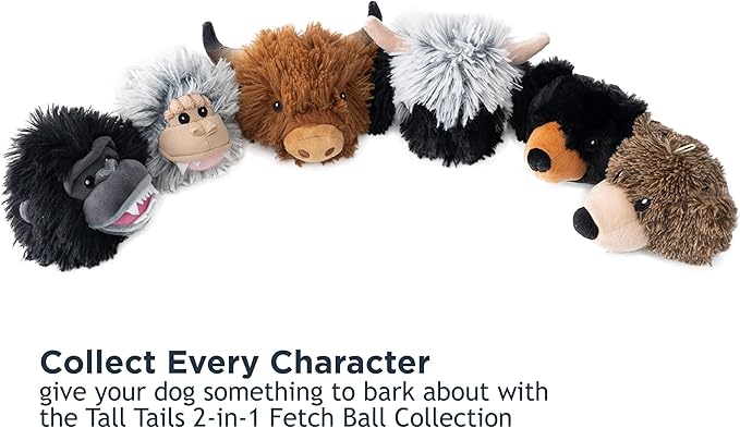 Tall Tails 2-in-1 Fetch Ball Dog Toy, Highland Cow