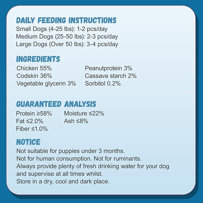 Pawmate Dog Treats Chicken Wrapped Cod Fish Skin Sticks, Healthy High Protein Omega3 Cod Twist Dog Chews Real Chicken Wrap Teeth Cleaning for Large Medium Small Breeds, 10.6 oz