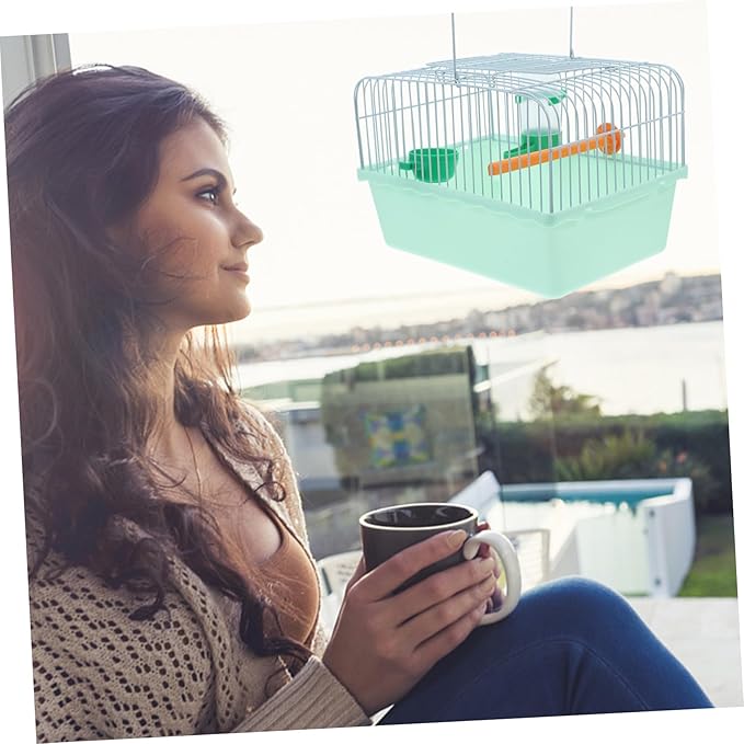 Multi-Functional Portable Parrot Cage with Perch Food Box Water Bottle Spacious Metal Aviary Carrier Travel Cage for Parakeets Lovebirds Small Animals Random Color