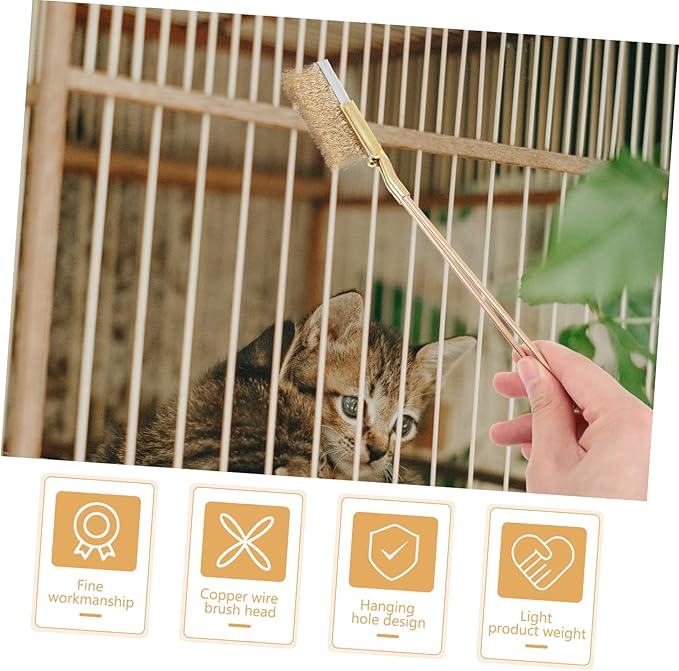1set Cage Cleaning Brush for Bird Cages Wire Brush Handle for Parrot and Bird Care Effortless Cleaning