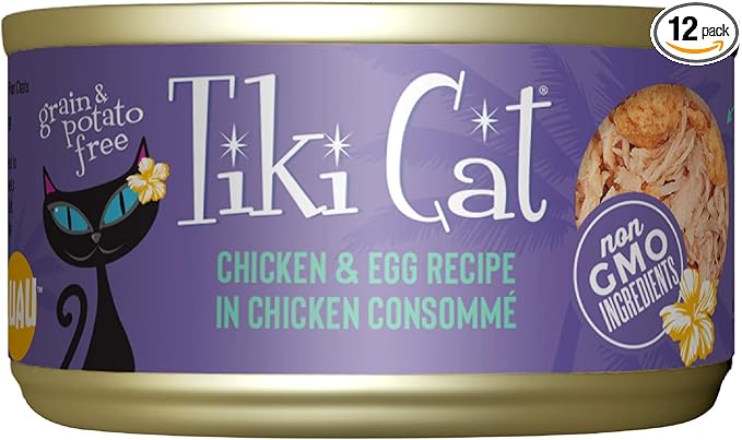 Tiki Cat Luau Wet Cat Food, Chicken & Egg, 2.8 oz. Cans (12 Count)