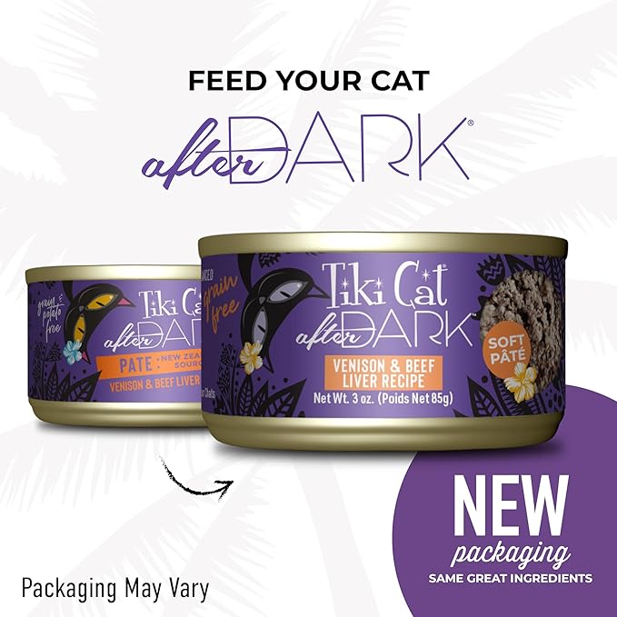 Tiki Cat After Dark Pâté Wet Cat Food, Venison & Beef Liver, 3 oz. cans (12 Count)