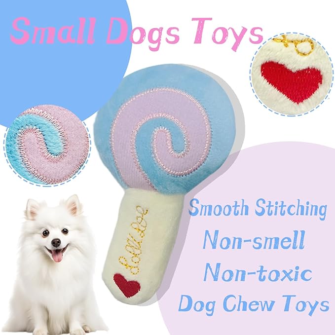Soft Dog Toys for Small Dogs, 4 Packs Cute Chew Toys for Puppy, Durable Soft Plush Small Dog Toys, Blue Stars Designs, Puppy Toys
