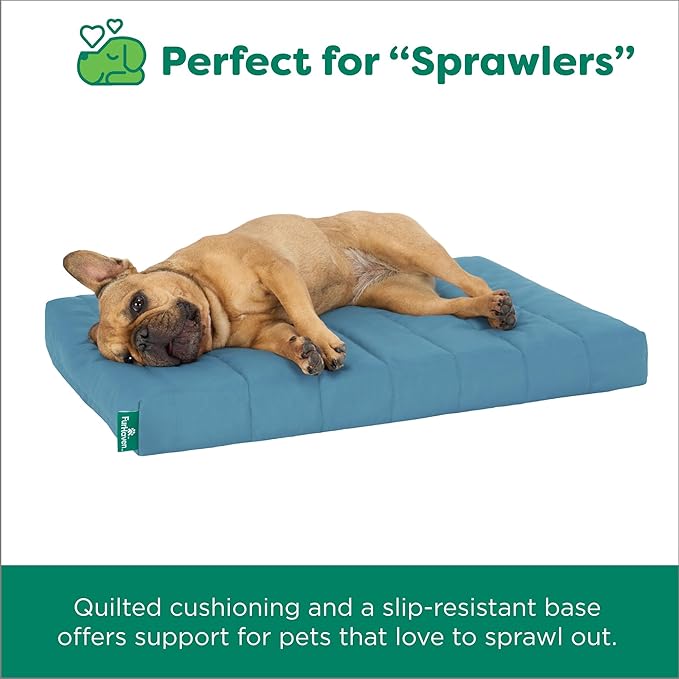 Furhaven Orthopedic Dog Bed – Puffy Quilted Foam Mattress with Removable Washable Cover, Soft & Supportive for Kennels & Crates - X-Large, Lagoon