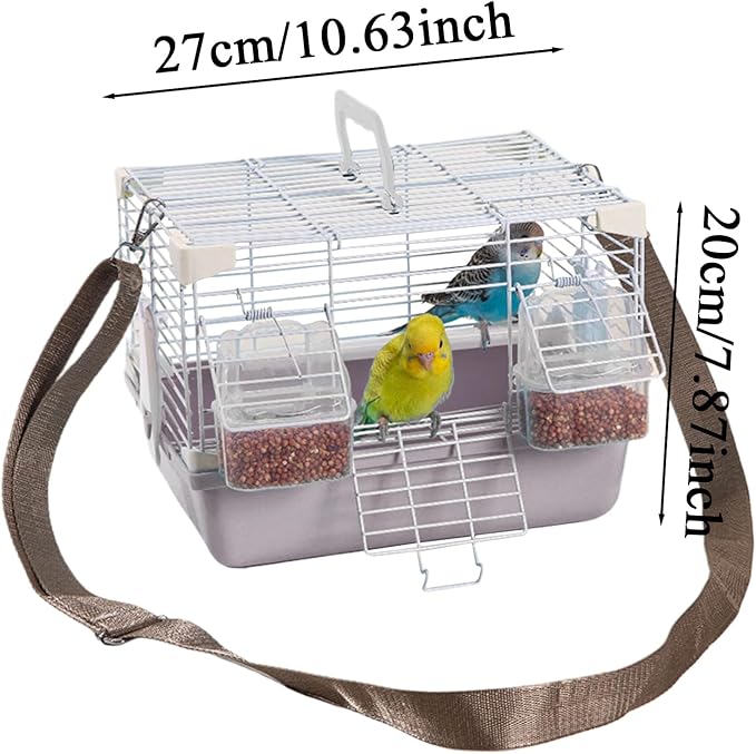Portable Bird Cage - Travel Mini Aviary, Sturdy Handle Carrier, Easy Cleaning Design, Excellent Pet Habitat, Trending Small Animal Tool, Cockatiels Peony Budgies Accessories 10.63x7.87x7.87 Inches