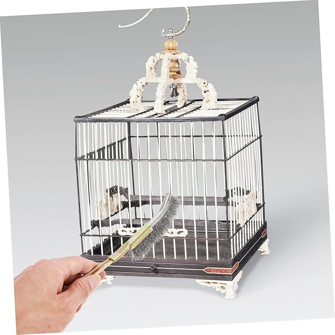 2pcs Bird Cage Cleaning Brushes Handle Copper Wire Pet Bird Brush for Easy Cleaning of Parrot Cages and Accessories