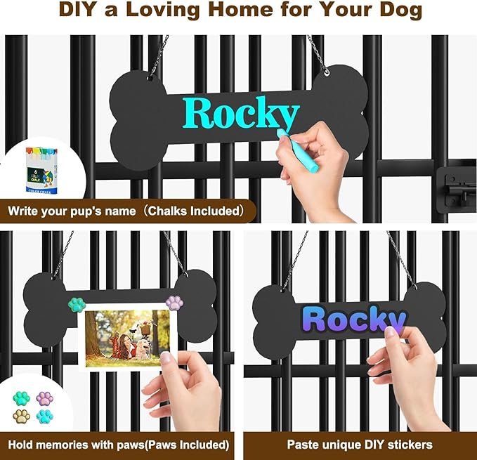 Easycom 27" Dog Crate Furniture Foldable, No Assembly Decorative Dog Kennel Indoor, Dog Crates for Small Dogs (Under 20 lb), Wooden Dog Cage with Adjustable Bowls and Name Tag, End Table, Rustic Brown