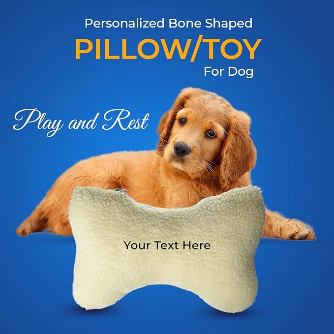 Personalized Passion Bone Shaped Pillow for Dog - Perfect Shaped Toy for Pets Personalized Name Pet Dog Toy for Play and Rest - Small