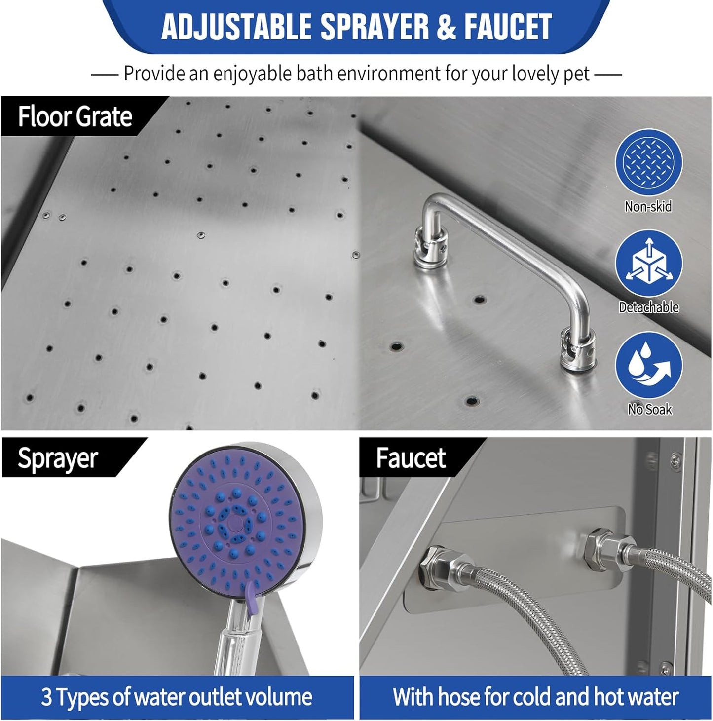 Electric Dog Bathing Station for Large Dogs, Height Adjustable Stainless Steel Dog Pet Washing Station, Professional Dog Grooming Tub with Electric Lift, Pet Wash Bath Station