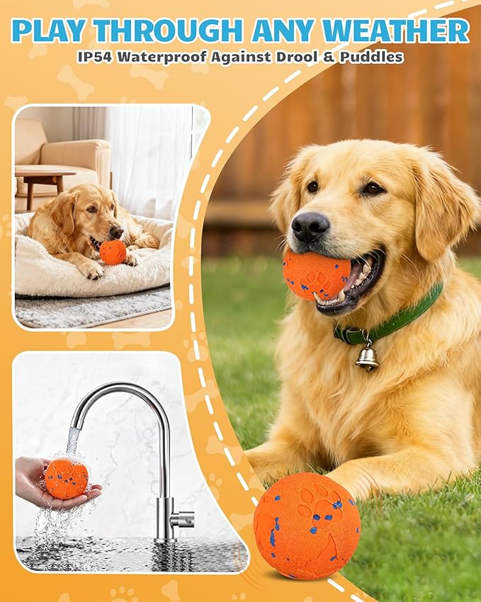 Interactive Dog Toys & Interactive Dog Ball for Medium/Large Dogs: Self-Moving, Auto-Vibrating & Bouncing Smart Ball - Chew-Resistant E-TPU, Low-Noise & IPX7 Waterproof