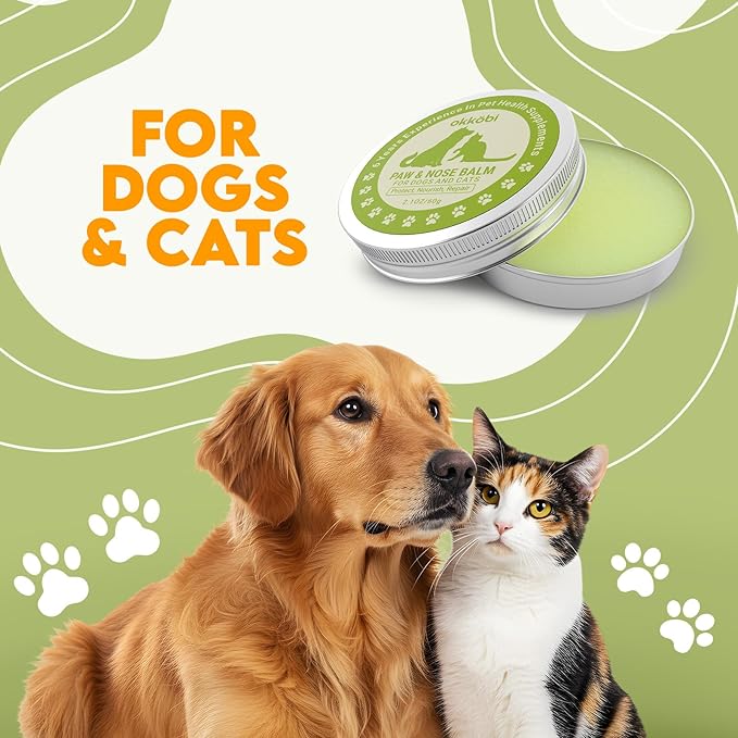 Dog Paw Balm - Coconut, Shea Butter, Jojoba Oil and Beeswax Formula - All-Natural Lick-Safe Pet Paw & Nose Balm for Cracked, Dry Foot & Noses - Soothing & Protective Salve - 60g - 2.1 oz