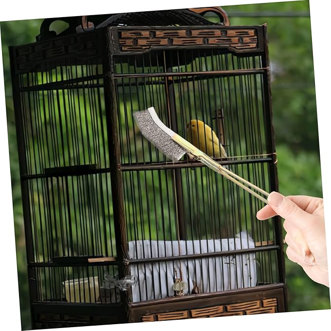 VANZACK 6pcs Long Handle Bird Cage Cleaning Brush Durable Tool for Parrot Cage Maintenance Easy Storage Hanging