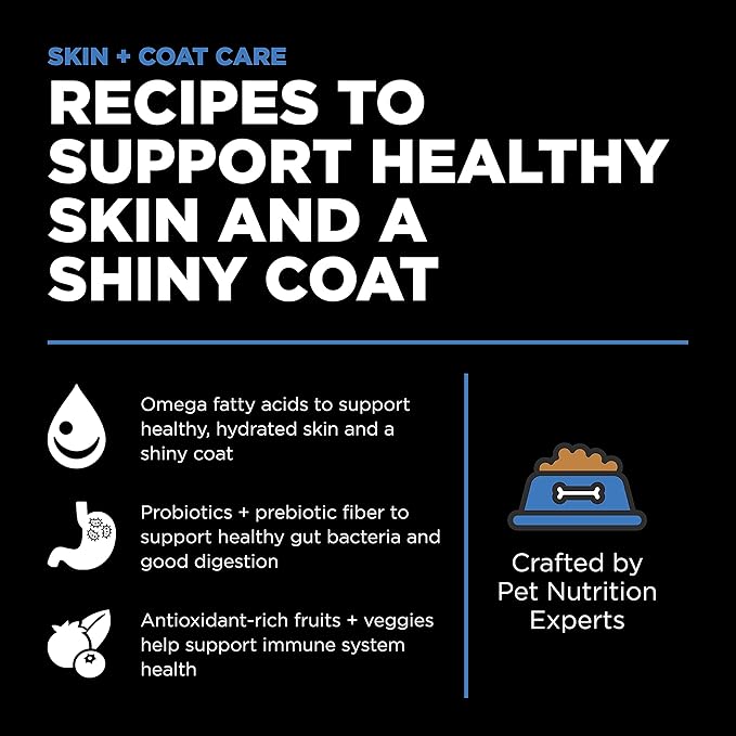 Go! Solutions Skin + Coat Care Chicken Dry Dog Food with Grains, Healthy Kibble with Omega-3s & 6s for Soft, Shiny Fur, for Puppies, Adults, & Seniors, 3.5 lb Bag