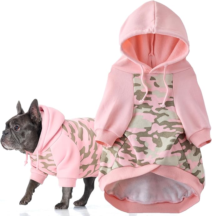 Pet Passion Rocky II - The Extra Comfy Hoodie, Organic Cotton and Recycled Poly Dog Hoodie Pet Coat Sweater for Small, Medium, Large Dogs, Pink Half Camo, XX-Large