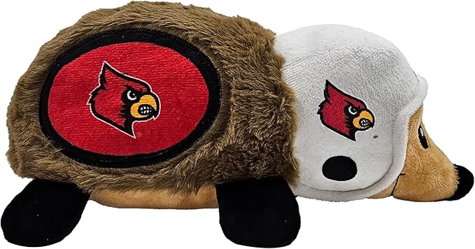 NCAA Louisville Cardinals Plush Hedgehog Toy for Dogs & Cats, Cool Soft Pet Toy for Fun and Interactive Play, Dog Chew Toy with Squeaker, Licensed Hot Pet Toy