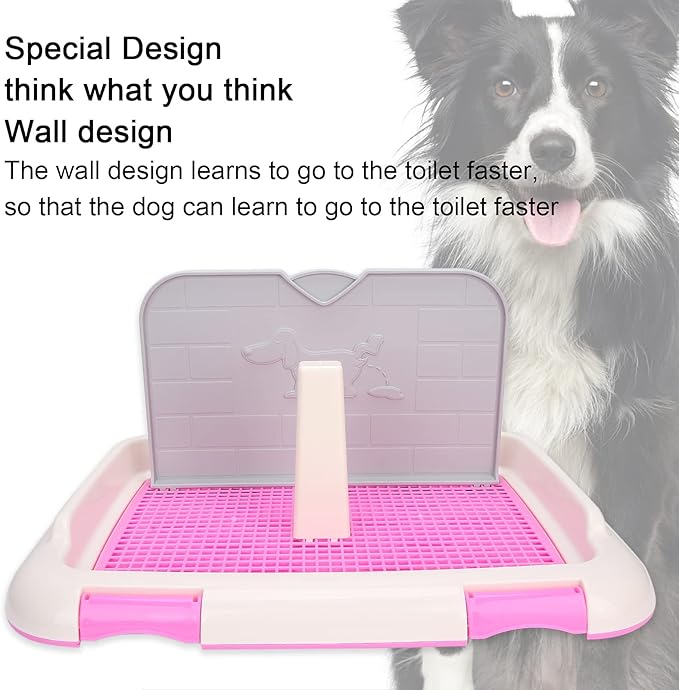 Pet Dog Toilet Litter Box, Portable Indoor Puppy Training Toilet Tray Cat Potty Fence Dog Scheduled Urination Potty Tray(Pink)
