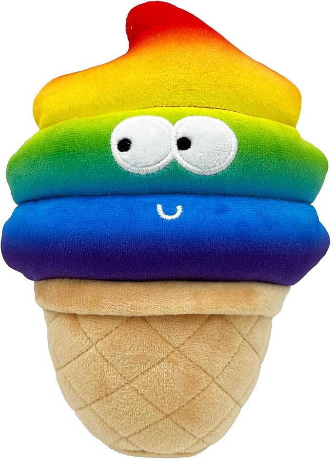 Huxley & Kent for Dogs | Fro-Yo Pride Cone (Large) | Funny Dog Toy | Power Plush Dog Toy with Squeaker | Dog Gift | Fun, Durable | H&K Squeaky Dog Toy