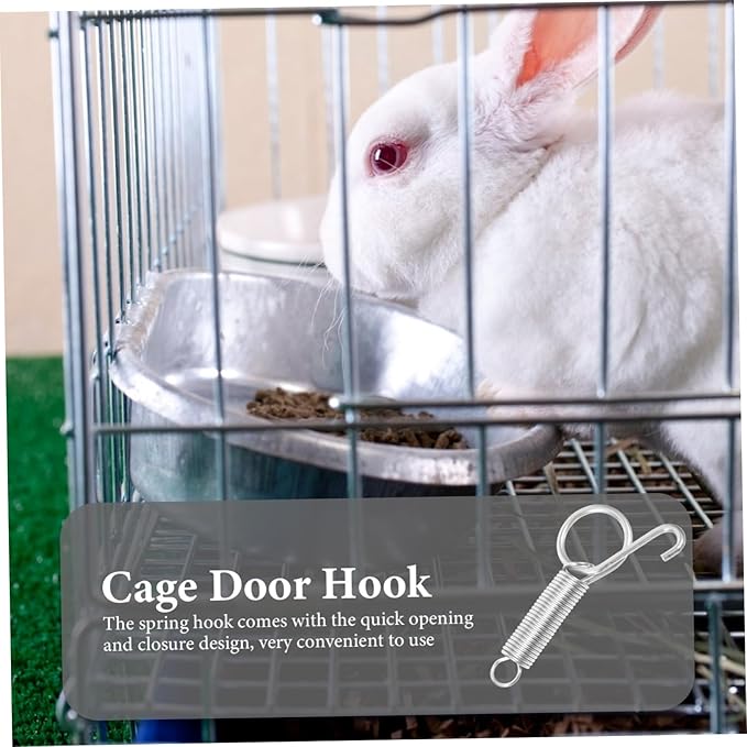 BESPORTBLE 10pcs Rabbit Cage Door Spring Hooks Fixed Hook for Cage Door Multi-Functional