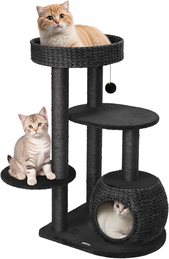 KAMABOKO Modern Cat Tree, 38" Tall Cat Trees for Indoor Cats w/Natural Sisal Scratching Posts, Hand-Woven Condo & Top Perch, Cat-Tree for Kittens Climb Play & Rest