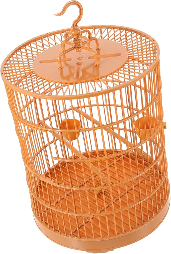 MERRYHAPY Plastic Hanging Bird Cage for Small Pets, Round 30cm Top Parrot and Cockatiel Cage, Outdoor Decorative Birdcage for Canaries and Small Birds