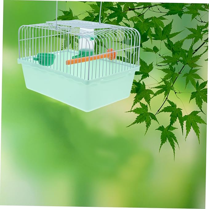 Portable Spacious Bird Carrier Cage for Parrots and Lovebirds with Perch Food Tray Water Dispenser Lightweight Abs Iron Carrier for Outdoor Use Random Color