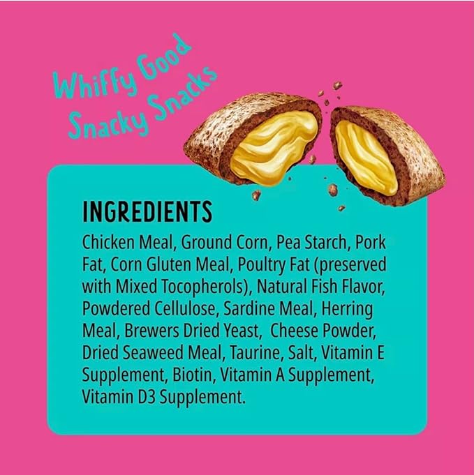 Bonkers Cat Treats Seafood Flavor, Crunchy Outer, Gooey Inner, 3 oz Bag, 2 Pack with 1 Cat Pom Pom Balls Toy