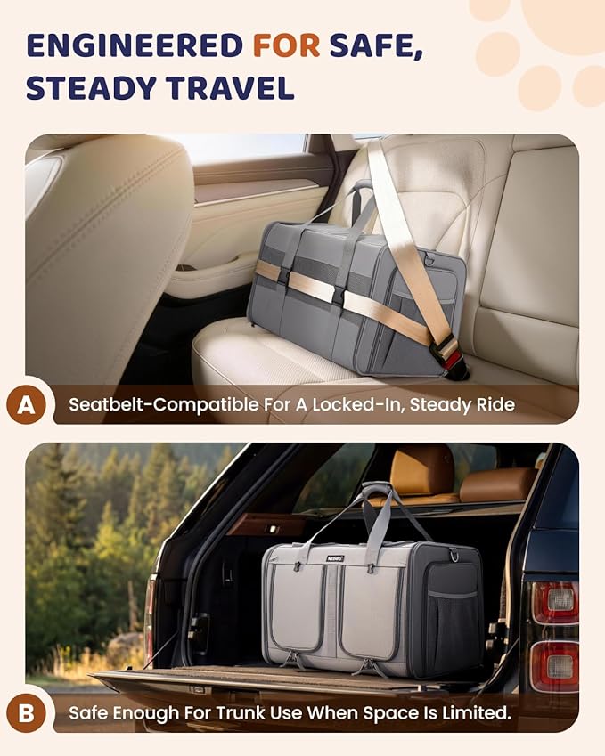 MIDOG 2 Cat Carrier with Litter Box, Expandable Dual Compartment Cat Carrier for 2 Cats, Large Soft Sided Double Pet Carrier for Car Travel, Moving