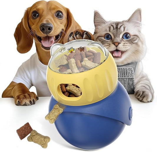 Interactive Cat Toys - Adjustable Food Dispenser | Fun Sliding & Rolling | Enrichment Portion-Control Slow Feeder for Kittens & Adult Cats