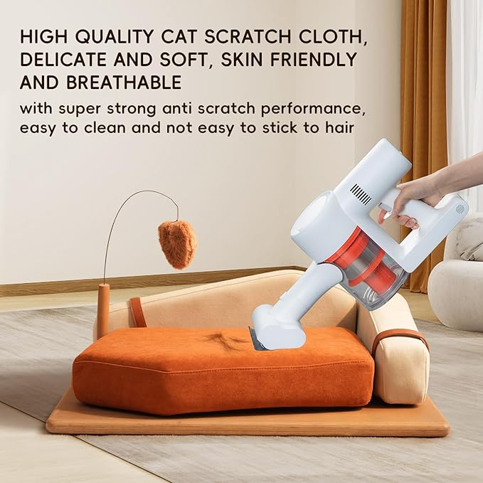 GDFStudio 27.6" Wooden Pet Bed for Cats and Dogs, Oak Veneer Frame with Washable Cushion, Scratch-Resistant Fabric, Elevated Pet Sofa Bed with Hanging Toy and Non-Slip Feet for Medium to Large Pets