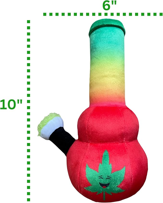 My Name is Bo da Bong, Funny Squeaky Weed Dog Toy, Cute Stuffed Parody Rasta Pot Bong, Cool Plush 420 Novelty Gift for Puppies & Small, Medium & Large Breeds, for Fetch & a Photo Prop