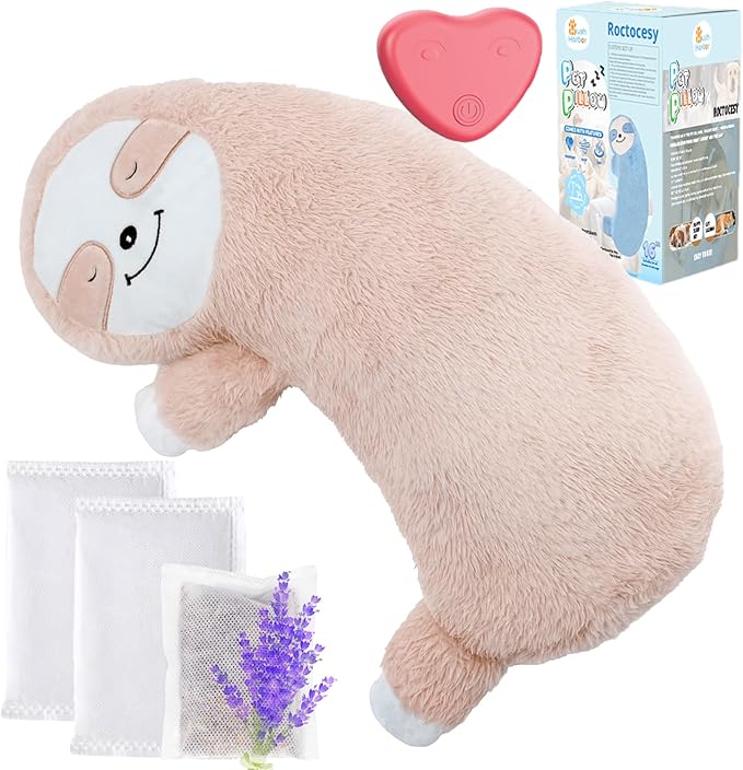 HushHarbor Puppy Heartbeat Toy Pillow, Anxiety Relief Sleep Aid, Sloth-Shaped Protects Neck Dog Plush Toys,Cat Neck Pillow & Pet Calming