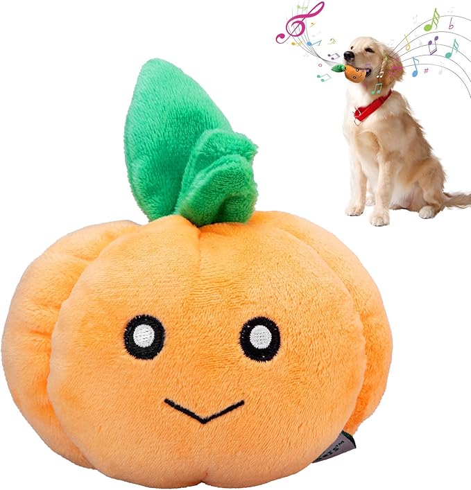 7" Squeaky Plush Toy for Puppies Small Dogs Self Etertainment Washable Soft Made [PET ONLY] (Little Pumpkin)