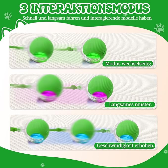 Tyware Interactive Cat Toys for Indoor Cats - Puppy Toys Ball with Tail,Realistic Bird Chirping,Smart Obstacle Avoidance and Auto Restart,Cat Puzzle Toys for Bored Indoor Adult Cats and Dog(Green)