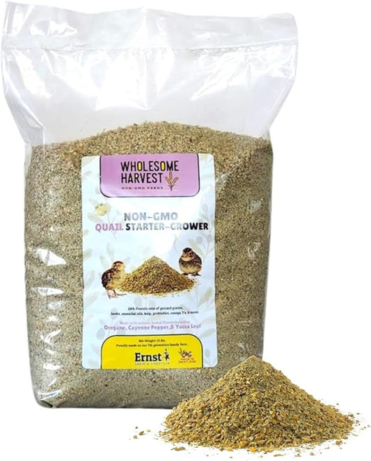 Non-GMO Quail Starter Grower Feed, Button Food 10lbs
