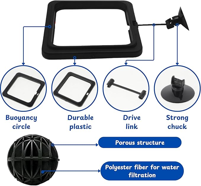 Turtle Feeding Ring for Fish Tank and 4pcs Nitrifying Balls Set, Float Fish Food Holder and Aquatic Toys for Turtles Tortoise Goldfish Guppy Koi Puffer, Aquatic Turtle Tank Accessories (Black Square)