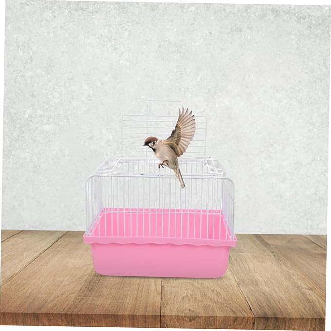 Happyyami Portable Bird Carrier Cage for Small Animals Lightweight and Plastic Birdcage Transparent Window for Lovebirds Parakeets and Cockatiels