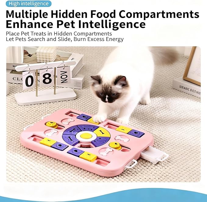 Interactive Cat Puzzle Toy & Treat Dispenser - Maze Slow Feeder for Small, Medium & Large Cats, Enrichment Toy for IQ Training, Reduces Bloating & Prevents Gulping