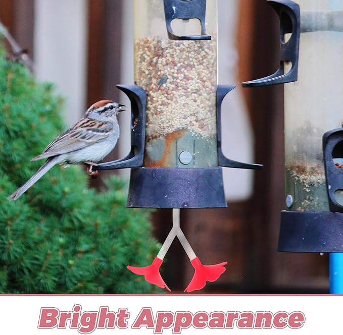 Beavorty 3pcs Hanging Garden Hummingbird Feeders with Dual Floral Feeding Ports, Red Plastic Outdoor Hummingbird Watering Station for Backyard Birding