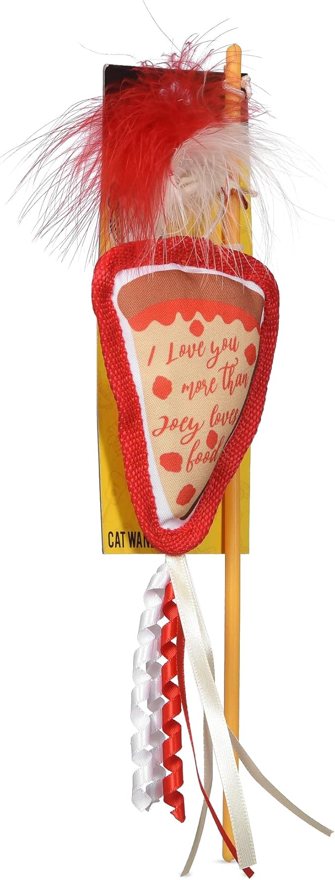 Friends The TV Show Cat Toy Joey Loves Pizza Catnip Wand, Catnip Inside | Friends for Pets | Interactive Toy for Cats, Dancing Teaser with Ribbons | Cat Exercise Toy with Feathers and Catnip
